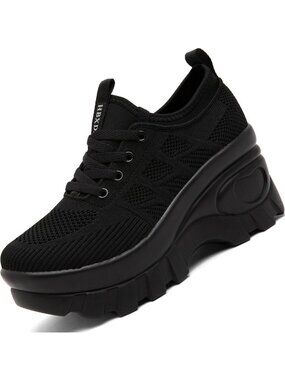 Stylish Chunky Platform Wedge Sneakers - Comfortable Orthopedic Walking Shoes